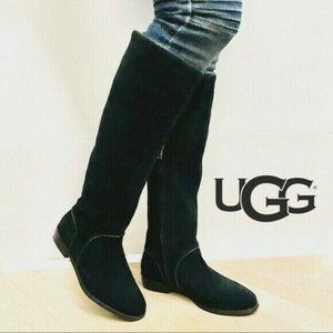 Ugg Tall Knee High Riding Boot Low Heel Black